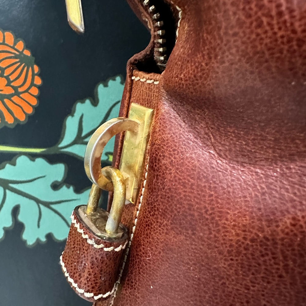 Vintage Salvatore Ferragamo Brown Leather Shoulder Tote with Lock & Key - Picture 7 of 15